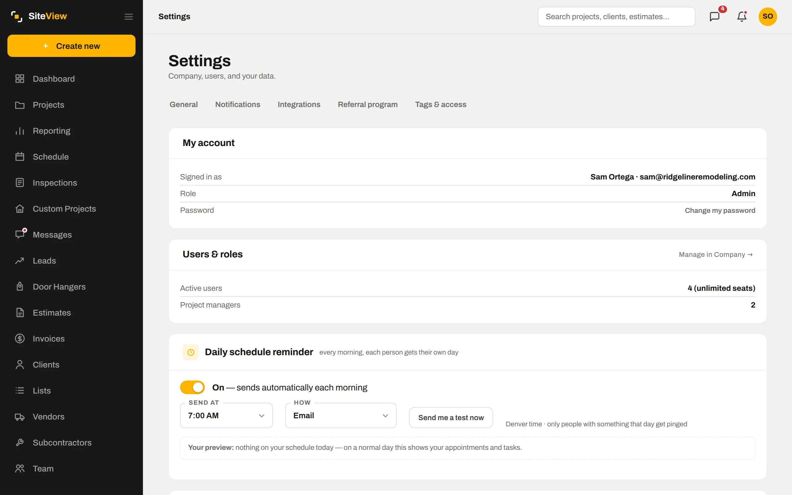 Notification settings